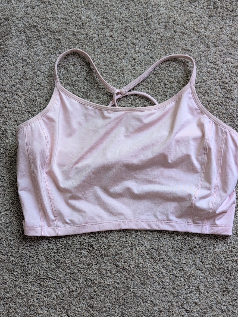 Athleta Pale Pink Cropped Sports Bralette with Racerback Tie